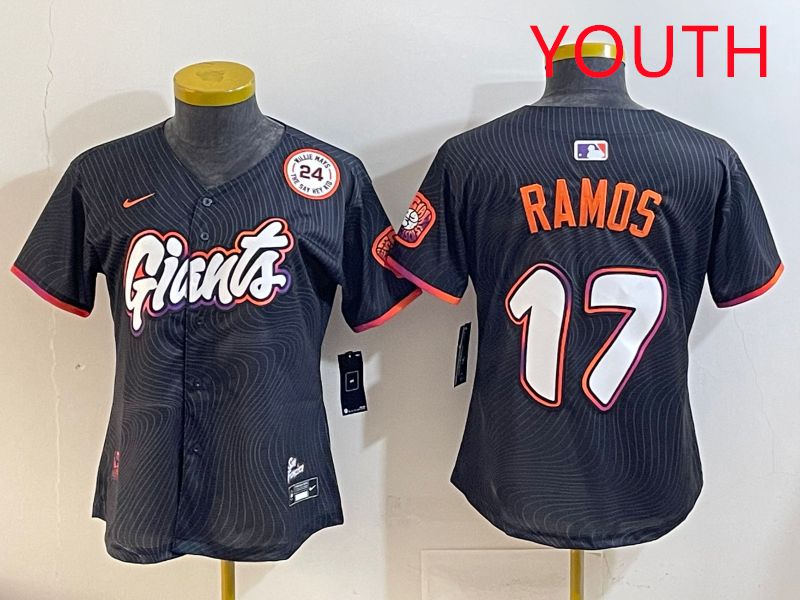 Youth San Francisco Giants 17 Ramos Black Joint Name 2025 Nike MLB Jersey style 10